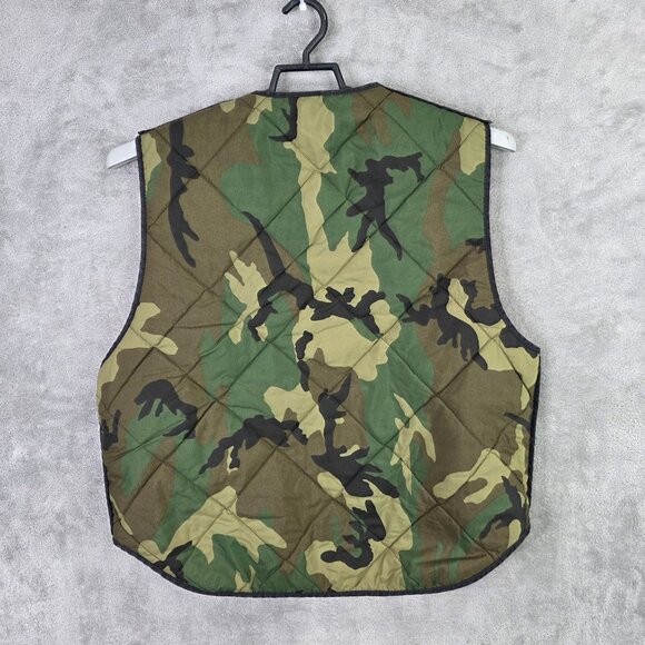 Mens Reversible Camouflage & Orange Quilted Hunting Vest Zipper Closure Size L - Picture 2 of 7